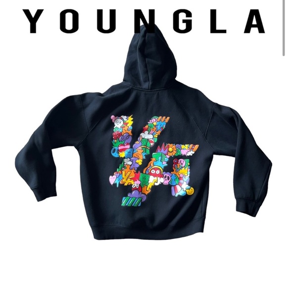 RARE YOUNG LA MEN’S BLACK MELTDOWN HOODIE SIZE M - Picture 4 of 5